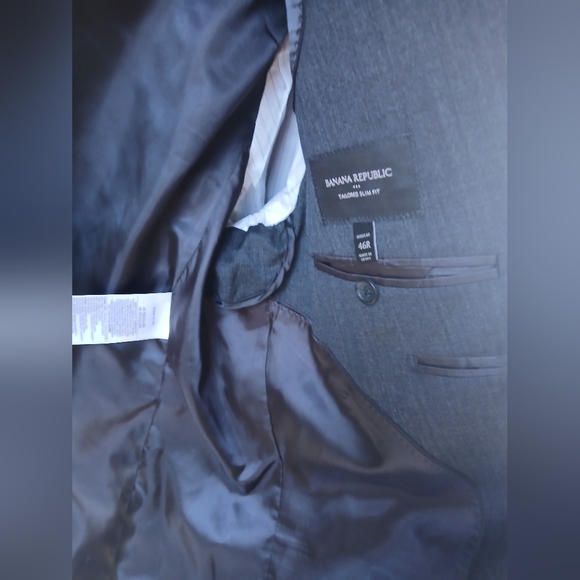 Banana Republic 46R Gray Wool blend Suit Jacket Tailored Slim Fit Made in Egypt - Picture 11 of 16